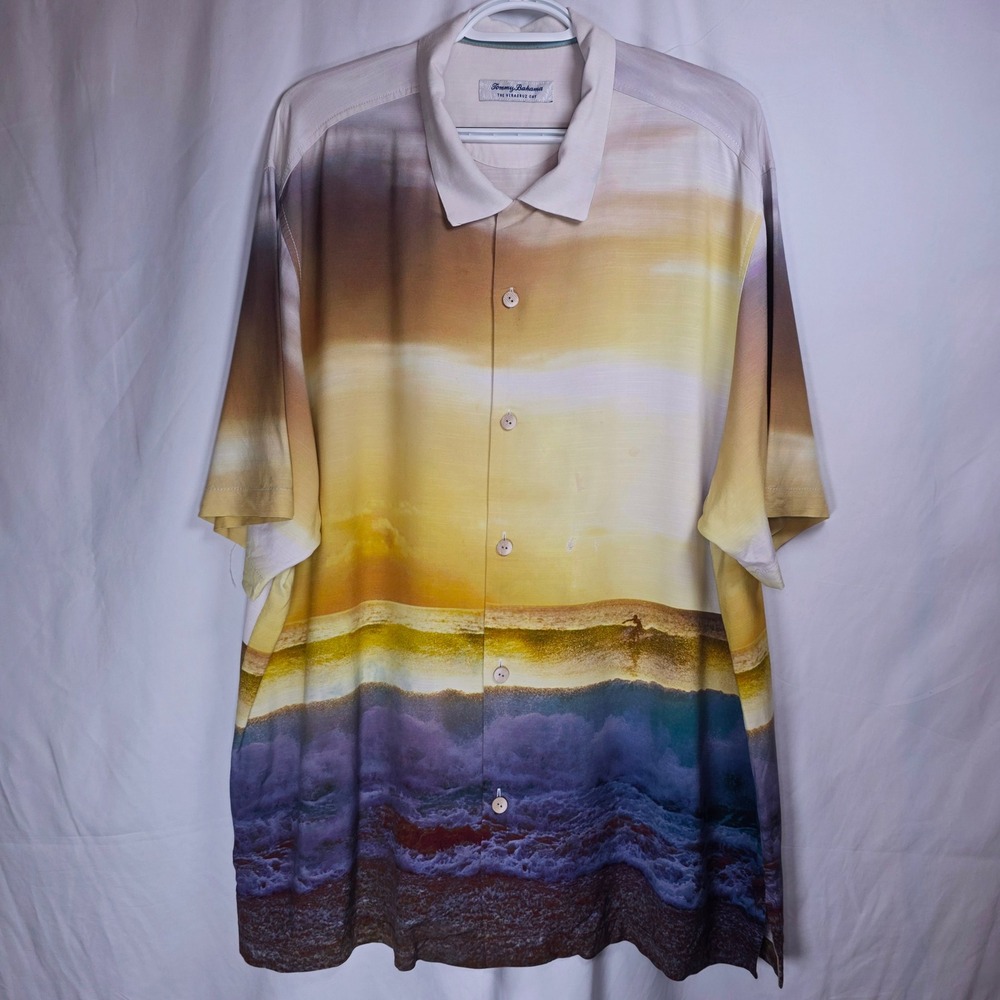 Tommy Bahama Artist Series 2023 Men XL The Veracruz Cay Beach Sunset Silk Shirt